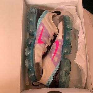 Nike Air VaporMax Cream and Pink Athletic Shoes